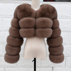 QUEENTINA Real Fox Fur Coat 30cm Women'S New Fashion Winter Leather And Skin White Clothing Natural New In Coats & Jackets - Matrix Studios