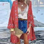 WeHello 2023 Summer Bohemian Casual Cloak Cardigan for Swimsuit woman Beach Swimwear Tops Long Sleeved Shawl Chiffon Shirt - Matrix Studios
