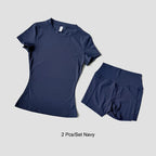 Sports Sets Fitness Hip-lifting Tight Top Short Sleeve Running Workout Gym Shorts Tracksuits For Women Breathable Sports Suits - Matrix-studios.com