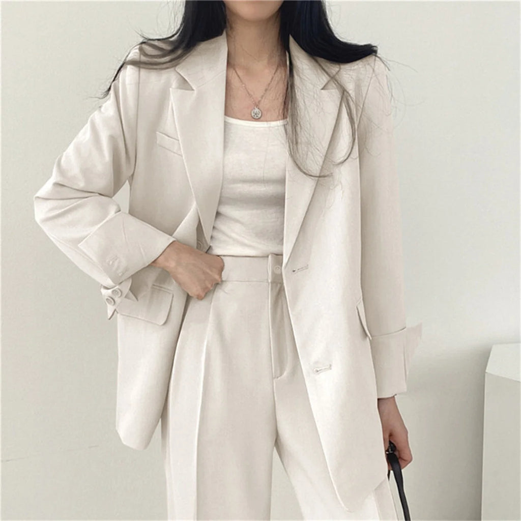 2026 Spring New Women's Clothing Suit Jacket Casual Pants Set Wide Leg Suit Pants Elegant Office Lady Business Suit Set Blazers - Matrix-studios.com