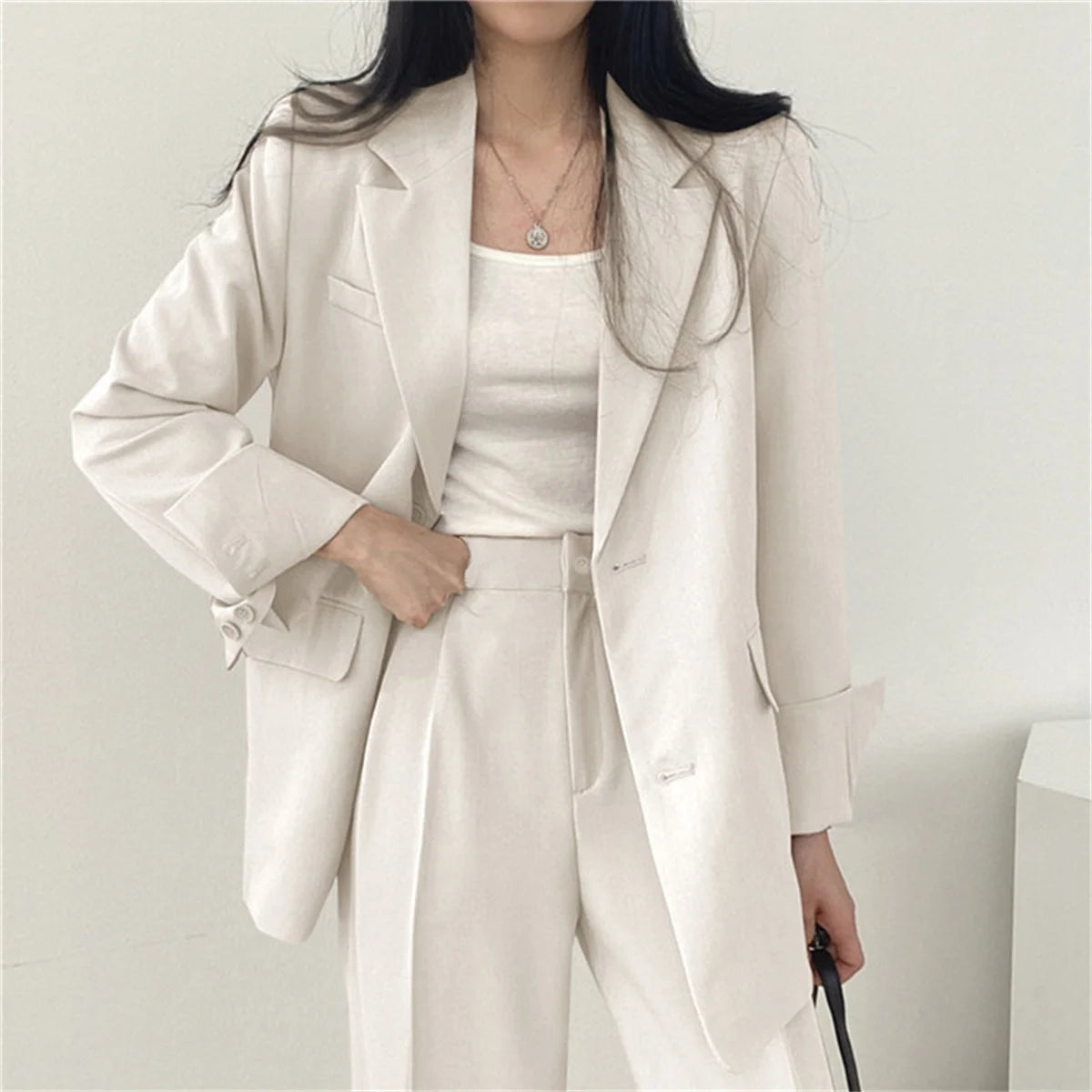 2026 Spring New Women's Clothing Suit Jacket Casual Pants Set Wide Leg Suit Pants Elegant Office Lady Business Suit Set Blazers - Matrix-studios.com