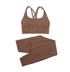 SOISOU Nylon Yoga Set Women's Tracksuit Gym Fitness Set Woman 2 Pieces Leggings Sports Bra Breathable Sportwear Woman Clothes - Matrix-studios.com