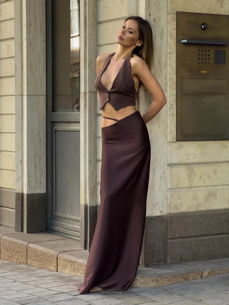 Bornladies Summer New Sexy Backless Neck Hanging Vest Women's Solid Color Lace Up Hot Girl Sleeveless Tanks Female Fashion Camis - Matrix-studios.com