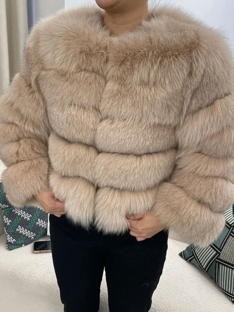 OFTBUY 2024 Winter Real Natural Raccoon Fox Fur Women Coat Short Leather Thickened Warm Jacket Elegant Fashionable Overcoats - Matrix Studios