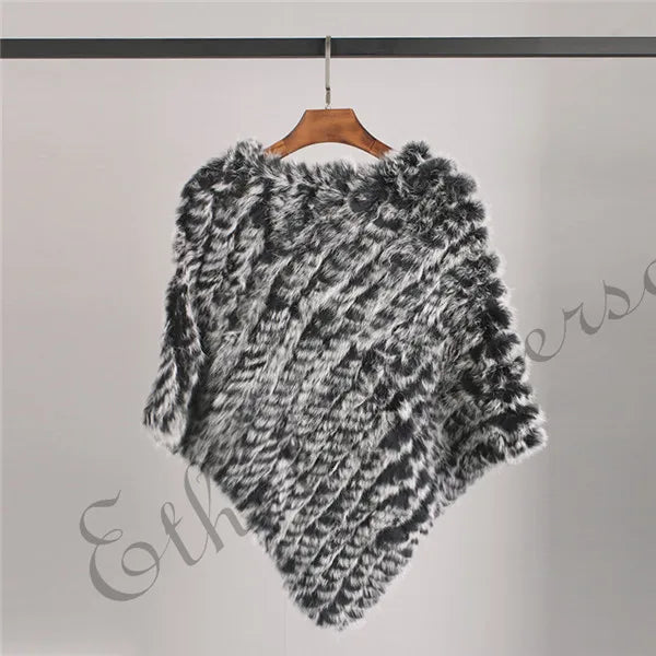 Women's Real Rabbit Fur Poncho Vest Natural Leather Winter Jacket Wrap Coat Shawl  Wedding Party Knitted Fur Vest Wholesale - Matrix Studios