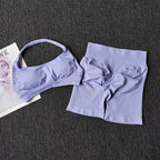 2 Pieces Yoga Suit for Women Seamless Fitness Gym Clothes Halter Sports Bra Matching Shorts Workout Sets Gym Set Outfit - Matrix-studios.com