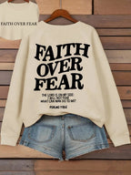 Casual Women's Hoodies Faith Over Fear Letter Printing Sweatshirts Fleece Warm Comfortable Pocket Pullovers Autumn Streetwear - Matrix Studios
