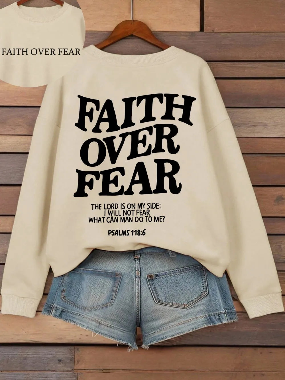 Casual Women's Hoodies Faith Over Fear Letter Printing Sweatshirts Fleece Warm Comfortable Pocket Pullovers Autumn Streetwear - Matrix Studios