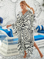 Plus Size Womens Animal Print Kaftan Dresses Caftans Swimwear Coverups Summer Bathing Suit Long Beach Dress - Matrix Studios