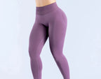 Logo Seamless Women's Solid Waist Yoga Pants Three-Section Waist Sexy Hip-Lifting Tight Sports Fitness Exercise Pants - Matrix-studios.com
