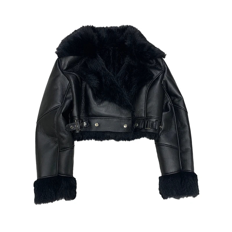 Mauroicardi Autumn Winter Short Thickened Black Warm Soft Faux Sheepskin Coat Women Loose Casual Chic Fluffy  Jacket 2025 - Matrix Studios