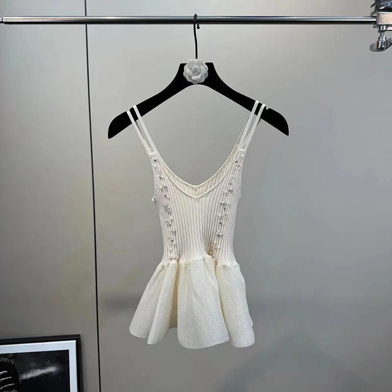 DEAT Fashion Trendy Casual Solid Color Knitted Cardigan For Women New Arrival Trendy Slim Fit Camisole Vest Female  11A04613 - Matrix Studios