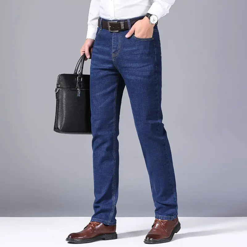 2026 New Style Business Men's Jeans Casual Straight Stretch Fashion Classic Blue Black Work Pant Denim Trousers Male Clothing - Matrix Studios