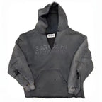 Winter Oversize SATOSHI Hoodie Retro Washed Black Destroy Collar Colorful Rivet Hood SweatshirtsMen Women Hiphop Street Outfit - Matrix-studios.com