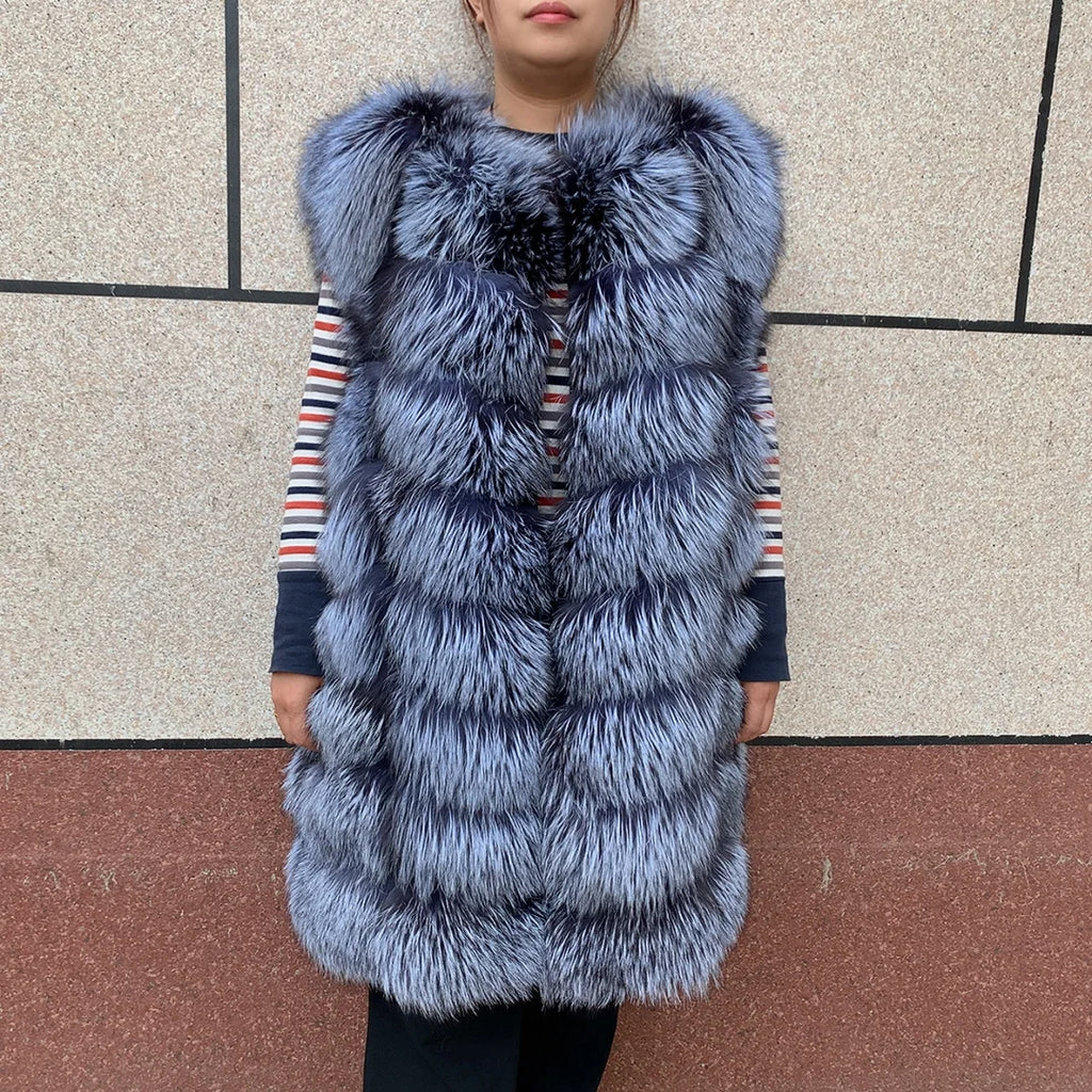 HUA QIU MEI SI Natural Red Fox Fur Jacket for Women's Winter Warmth 100% True Fur Leather Jacket Red Fox Jacket - Matrix Studios