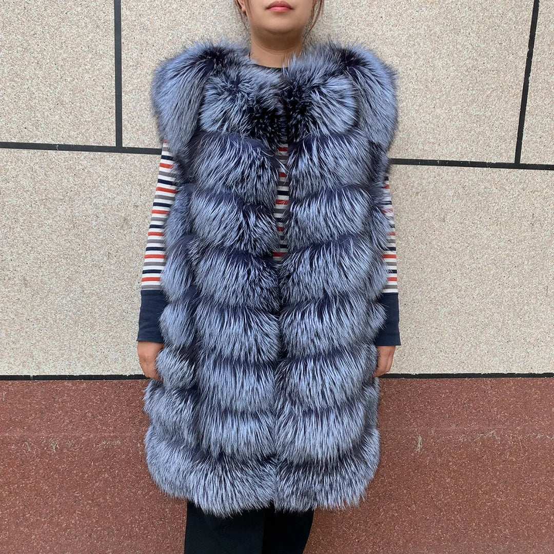 HUA QIU MEI SI Natural Red Fox Fur Jacket for Women's Winter Warmth 100% True Fur Leather Jacket Red Fox Jacket - Matrix Studios