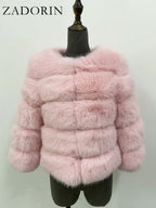 ZADORIN S-6XL Mink Coat Winter Black White Faux Fur Coat Woman Elegant Fluffy Faux Fur Jacket Top Short Fur Coats Woman Clothing - Matrix Studios