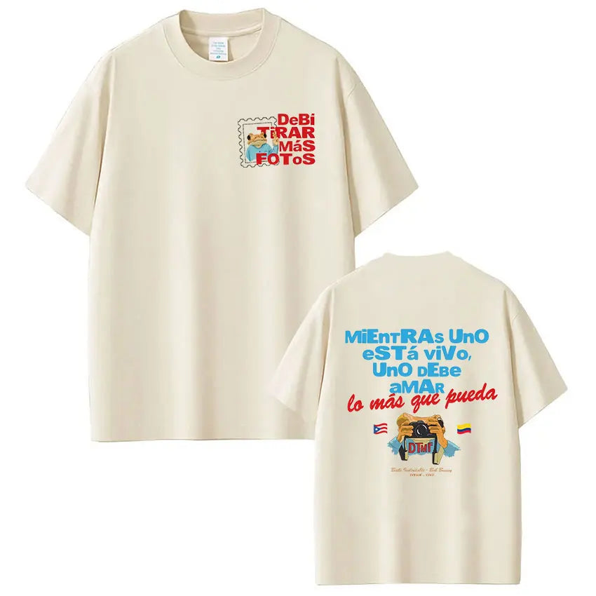 Rapper Bad Bunny T-shirt Debi Tirar Mas Fotos DTMF World Tour T Shirts Men's Women Fashion Vintage Hip Hop T-shirts Streetwear - Matrix Studios