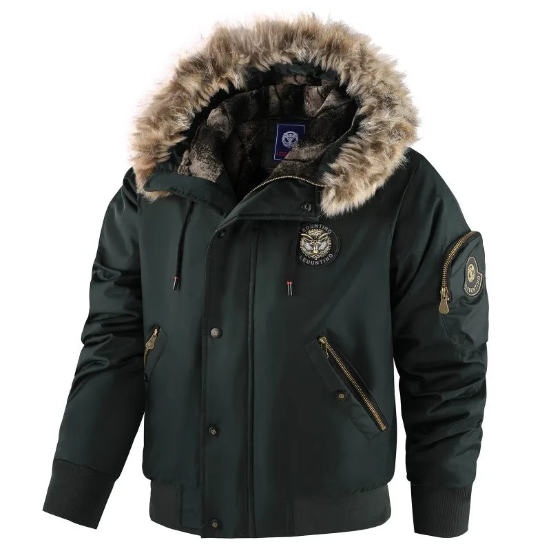 New Fashion Men Hooded Fur Collar Winter Down Jackets Male Outwear Casual Fleece Parkas Warm Coats Good Quality Men Jackets 3XL - Matrix Studios