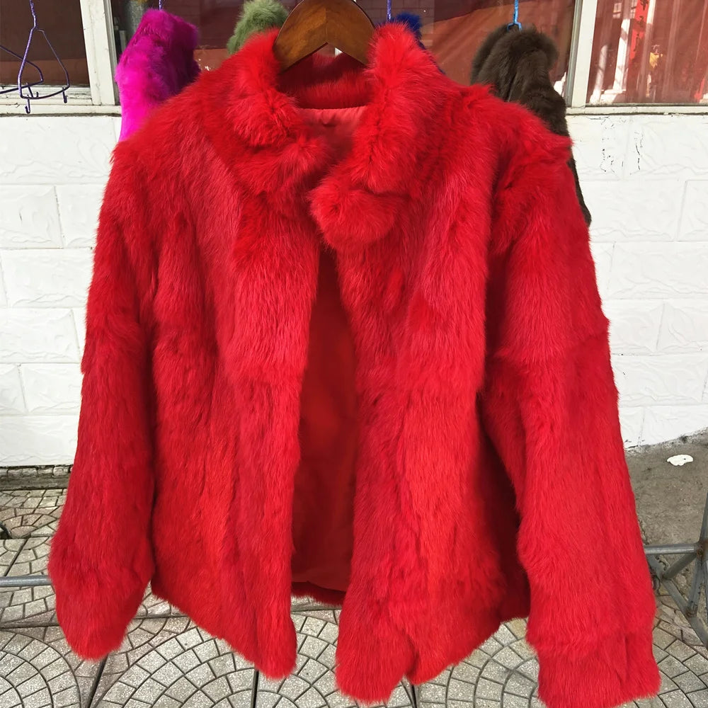 Natural Rabbit Fur Coat Women Winter Jacket Real Leather And Fur Bolero Women's Clothing Female Outerwears With 2025 Black Cold - Matrix Studios