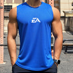 Summer New Trend Men's Pullover Round Neck Mesh Bottom Shirt Sports Fitness Swimming Running Shirt Sleeveless Vest Quick  Dry - Matrix Studios