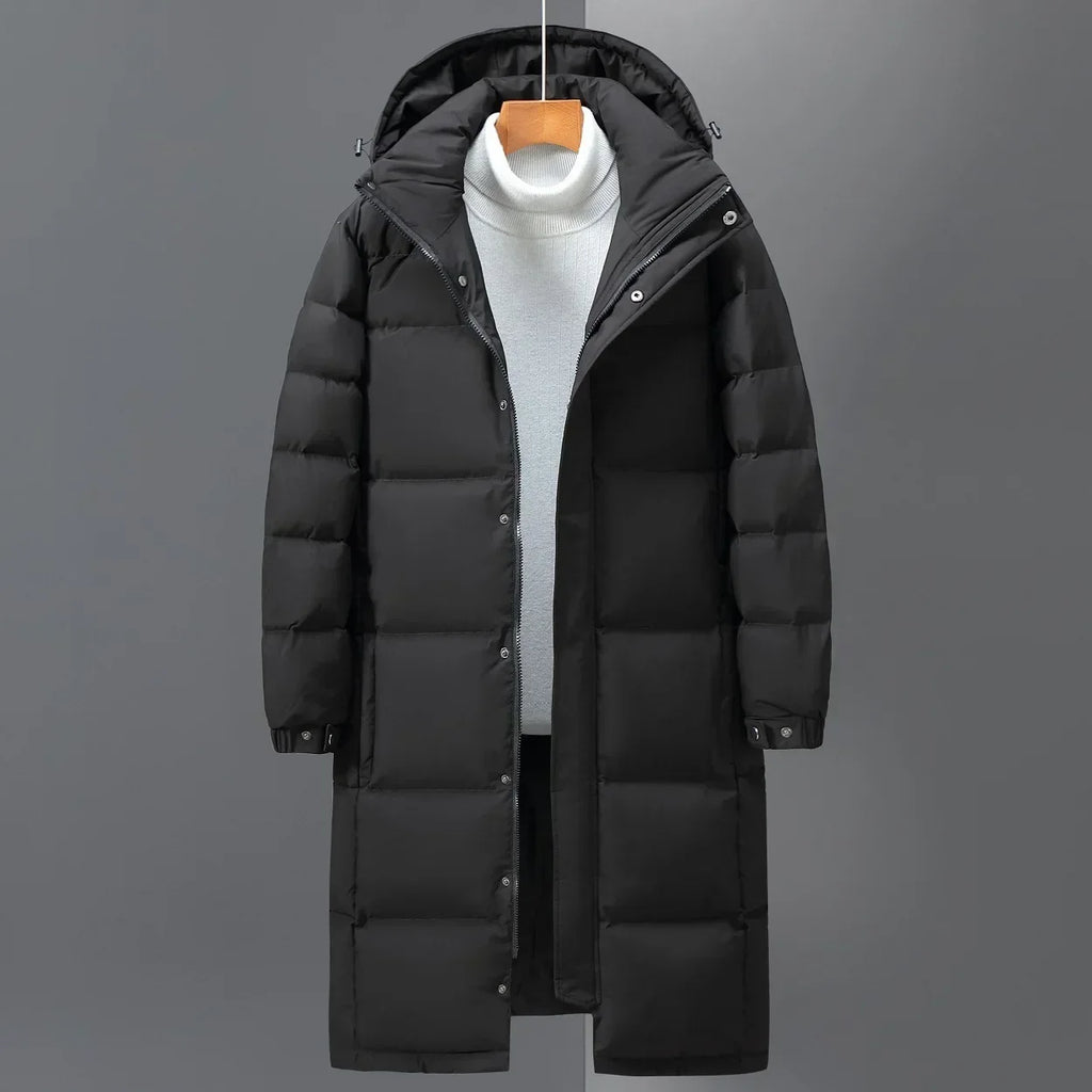 New Winter Men Long Puffer Jackets Hooded Casual Duck Down Coats Quality Male Outdoor Windproof Warm Winter Parkas Mens Clothing - Matrix Studios