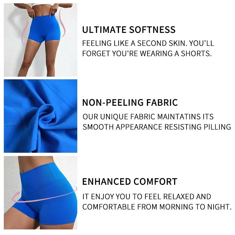 Solid Color Women Fitness Sport Short High Waist Yoga Short Legging Bike Soft Squatting Proof Comprehensive Training Jog Athleti - Matrix Studios