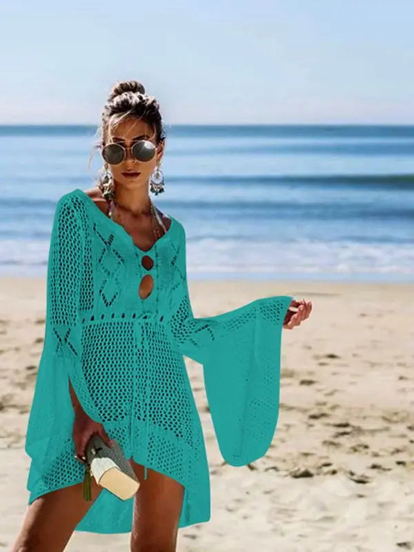 Sexy Cover Up Bikini Women Swimsuit Cover-up Beach Bathing Suit Beach Wear Knitting Swimwear Mesh Beach Dress Tunic Robe - Matrix Studios