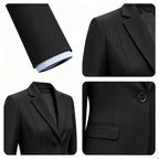 Best-Selling Navy Pinstripe Women Suit Set Wool Anti-Static Stretch Uniform For Office Corporate Business - Matrix-studios.com
