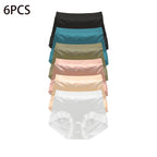 6pcs Women's Seamless Luxury Satin Briefs Mid-Waist Ruffle Mulberry Silk Butt-Lifting Panties Skin-Friendly Crotch, Sexy, Stretchy UnderWear for Women Plus Size - Matrix Studios