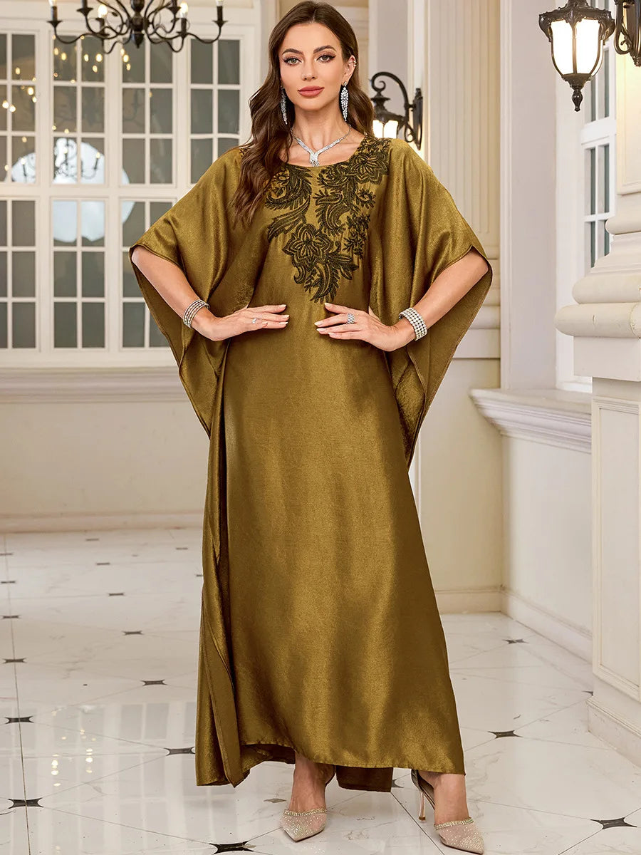 Women Embroidered Long Caftans Plus Size Kaftan Dresses Beach Bathing Suit Cover Up Moomoo Dress Moroccan Robe - Matrix Studios