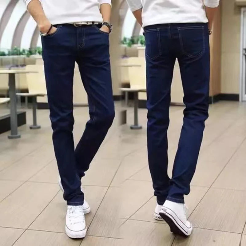 Fashion Mens Slim Fit Denim Pencil Pants High Quality Black White Skinny Stretch Jeans Mens High Street Jeans Four Season - Matrix Studios