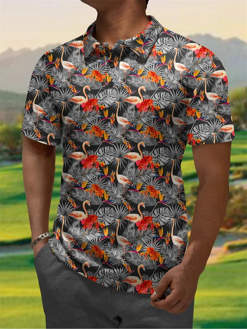 2025 New 3d Print Flamingo Graphic Polo Shirts For Men Women Short Sleeve Golf Shirts Fashion Street Polo Shirt Hawaiian Tops - Matrix-studios.com