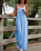 Oversized S-5XL Women Loose Overalls Summer Fashion Female Sleeveless Wide Leg Pant Suits JYFS-8130 - Matrix Studios