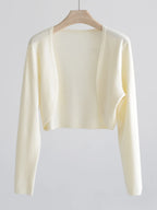 AOSSVIAO 2026 Women Elegant Solid Cardigan Coat Jackets Short Sleeve Korean Thin Knitted Shirt Female Y2K Cropped Top Outwea - Matrix Studios