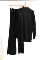 Autumn Winter 2 Pieces Women Sets Knitted Tracksuit Turtleneck Sweater and Straight Jogging Pants Suits - Matrix-studios.com