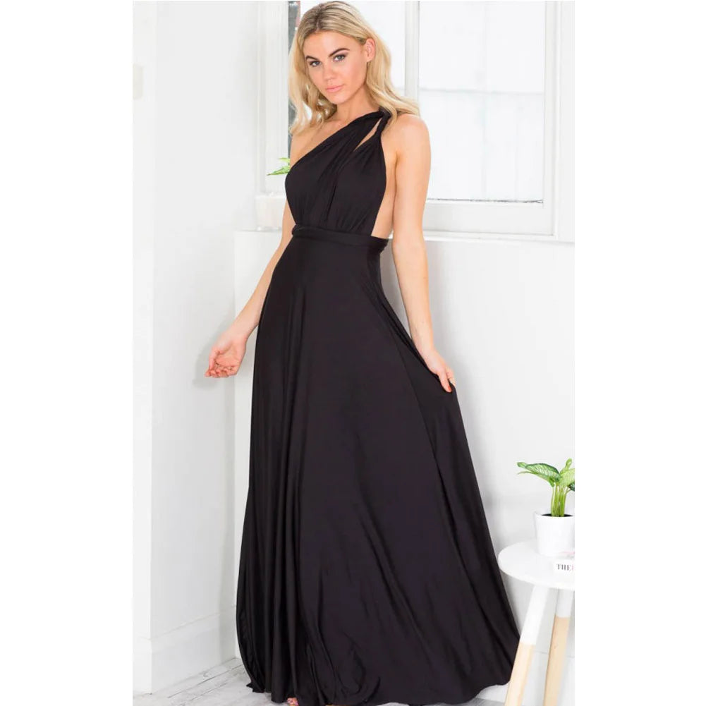 Fashion Multi-worn V-neck Vestidos De Fiesta Women Long Dress Sexy Strapped Lady Summer Maxi Dress - Matrix-studios.com