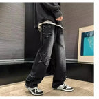 2025 New Fashion Stars Towel Embroidery Brown Men Jeans Pants Y2K Clothes Straight Hip Hop Cotton Trousers Pantalon Homme - Matrix Studios