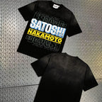 Europe America Trend Street Brand Satoshi Nakamoto T Shirts Colorful Letter Prints Washed Short-sleeved Men Women Loose Top Tee - Matrix-studios.com