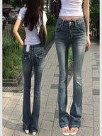 Gothic Buddha Head Womens Jeans Y2K Clothes Hip Hop Pocket Embroidery Vintage Blue Baggy Jeans Low Waist Wide Leg Trousers - Matrix-studios.com