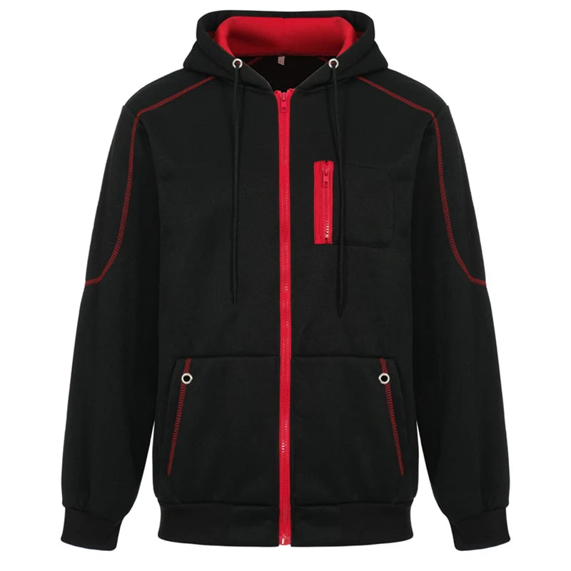 Men's Long Sleeve Zip Up Hoodie Casual Athletic Sweatshirt Hooded Jacket with Pockets Spring Fall Warm Fleece Lined Coat Outwear - Matrix Studios