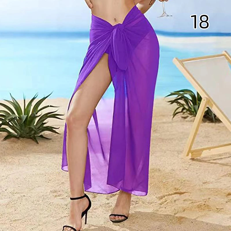 Summer Sexy Beach Skirts Women Beach Wear Chiffon Beach Wrap Skirt Towel Long Sarong Cover Up Sexy Bikini Scarf - Matrix Studios