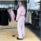 Fashion Hooded One-Piece Ski Jumpsuit Women Stand Collar Zipper High Waist Solid Windproof Outwear 2026 Winter Lady Skiwear New - Matrix Studios