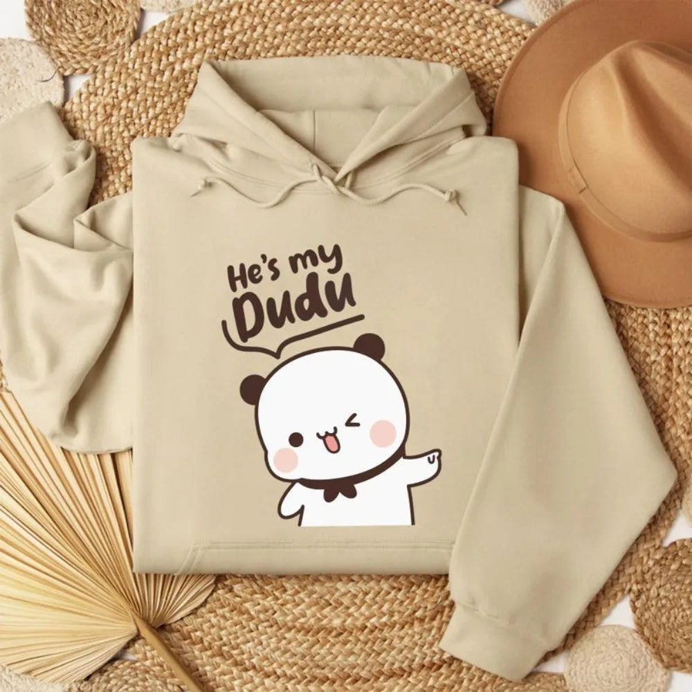 Bubu Dudu Bear Couple Hoodies Matching His and Hers Outfit Casual Cute Couple Outfits Fall Winter Men Women Daily Life Apparel - Matrix Studios