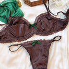 French Ice Silk Comfort Underwear Women Sexy Lace Ultra Thin Push Up Bra Set High Quality Brassiere Summer Breathable Lingerie - Matrix-studios.com