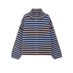 2026 New Spring Striped Loose Knit Cardigans Women Casual Turtleneck Zip-up Pink Sweater Coat Women Knitwear Streetwear - Matrix Studios