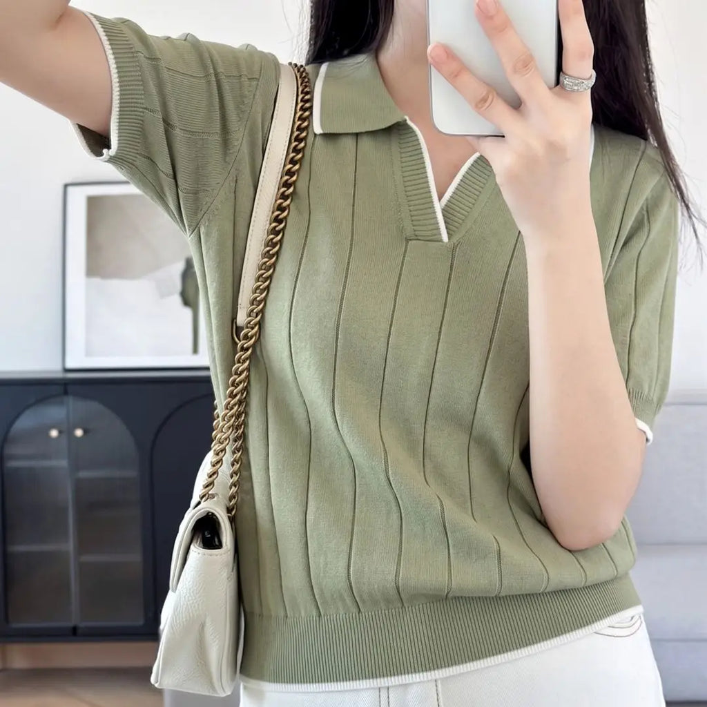 WinvyNee Summer Women's Cotton Polo Collar Short Sleeve T-Shirt Casual Cotton Tops Women Clothing Knitted Pullover A1092079A - Matrix-studios.com