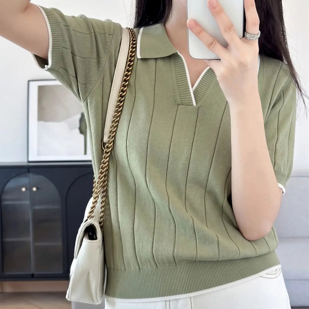 WinvyNee Summer Women's Cotton Polo Collar Short Sleeve T-Shirt Casual Cotton Tops Women Clothing Knitted Pullover A1092079A - Matrix-studios.com