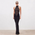 Lace Patchwork Dresses For Women Fashion Sexy Streetwear Solid Sleeveless Tank Sheath Hip Wrap Long Vestidos Robe Female Elegant - Matrix-studios.com
