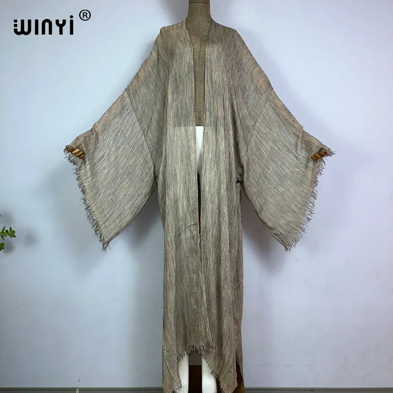 WINYI New High Quality Comfortable Women Soft Cardigan Loose Dress Party Boho Maxi Beach Holiday Swimming Cover Up Africa Kimono - Matrix Studios